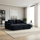 80" Oversized Double Chaise Lounges Indoor, Upholstered Boneless Couch with Deep Seat and 4 Pillows, Modern Corduroy Cloud Plush Sleeper Loveseat Memory Foam Couch, No Assembly Required, Black GULFXDS