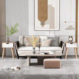 JAXPETY Set of 2 Modern Wood Nightstand, Bedside Table with Drawer, Night Stand, End Table with Solid Wood Legs for Bedroom Home, Brown JAXPETY