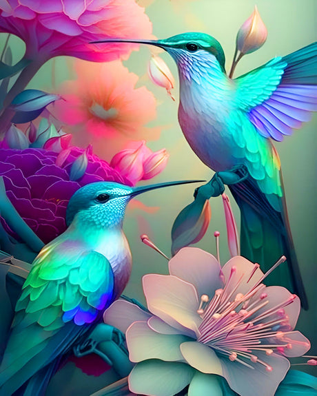 Amzdiyfun Beautiful Hummingbird Paint by Numbers Kit for Adults,Flowers Adults' Paint-by-Number Kits on Canvas,Easy Paint by Numbers for Beginners,Home Wall Decor,16x20Inch. Amzdiyfun