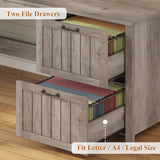 SEDETA Farmhouse 63" Executive Desk, Wood Computer Desk with Drawers and Storage Cabinet, Home Office Desk with File Drawer and Monitor Stand, Wood Desk for Work Study Writing, Grey SEDETA