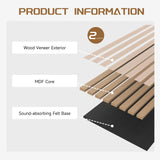 POHARE Wood Slat Wall Panels, 2 Pack 8 x 1 ft Decorative Wood Panels for Wall,Stylish Wall Panels for Interior Wall Decor, Modern Acoustic Wood Wall Panels with Felt Backing, Natural POHARE