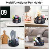 Pen Holder for Desk, Rotating Pencil Holder, Cup Holder for Desk Office, Pen Organizer in Black Topwey