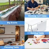 VTOY 6FT（30"x72"） Folding Table, Indoor Outdoor Heavy Duty Table with Carrying Handle,Portable Plastic Fold up Table for Picnic/Party/Camping/Office/School VTOY