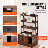 VEVOR Cat Litter Box Enclosure, Hidden Litter Box Furniture with 3 Storage Shelves, Wooden Cat Washroom Indoor, Large Cat House Cabinet Hidden Fit Most Litter Box, 33.5"L x 19.3"W x 58.7"H, Dark Brown VEVOR