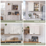 FIMELLO 30’’ Laundry Room Cabinets, Laundry Wall Cabinet Storage, Barn Door Kitchen Wall Cabinets with Doors and Shelves, Wall Mounted Cabinet for Laundry Room, Kitchen, Dinning Room, Bathroom, White FIMELLO