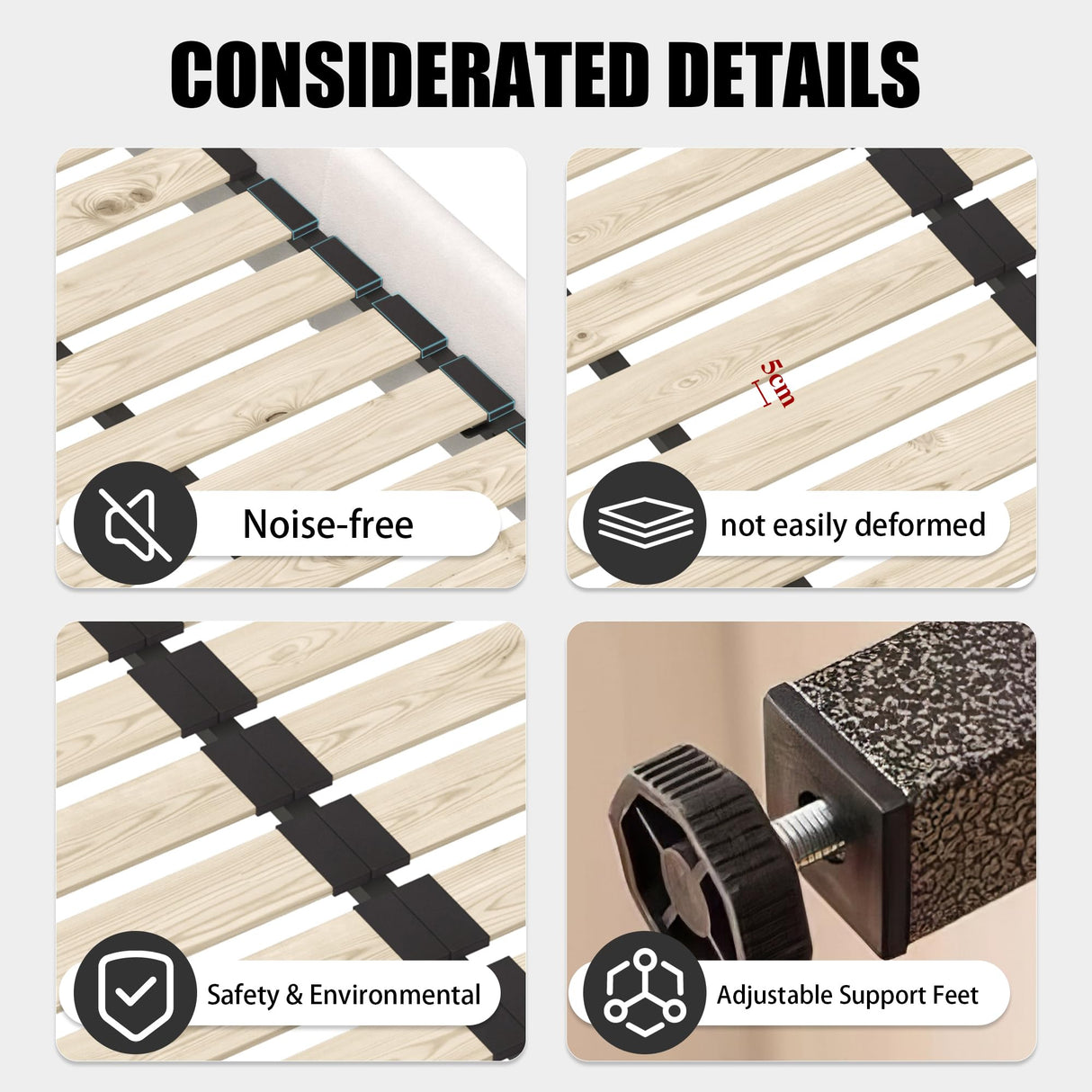 SmartEdge King Size Cloud Bed Frame with Oversized Soft Velvet Thick Headboard, Modern Luxury King Size Upholstered Platform Bed, Elegant Design Soft Bedframe, No Box Spring Needed, Cream SmartEdge