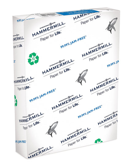 Hammermill Printer Paper, Great White 100% Recycled Paper, 8.5 x 11 - 1 Ream (500 Sheets) - 92 Bright, Made in the USA, 086790R