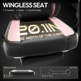 Dowinx Gaming Chair with Pocket Spring Cushion and Footrest, Ergonomic Game Chair with Massage Lumbar Support for Adults, High Back Leather Computer Chair for Office Gaming 300LBS, Pink Dowinx