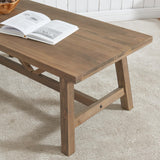 Wnutrees Farmhouse 43" Coffee Table,Solid Wood Center Tables for Living Room and Office, Rustic Wooden Rectangular Table with V-Shaped Support, Natural Wnutrees