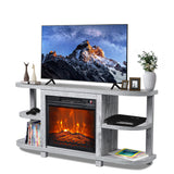 COMEFFIE 48" TV Stand with 18" Electric Fireplace Heater, Modern TV Stand for TVs up to 55 Inch, Entertainment Media Stand with Open Shelves and Storage Cabinets for Living Room, Bedroom (Grey) COMEFFIE