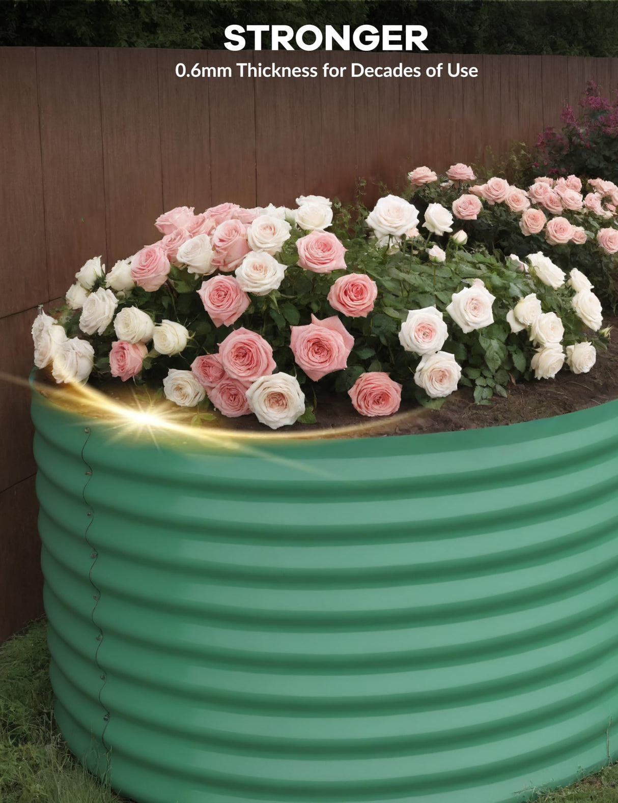 GarveeLife 8x4x2ft Galvanized Raised Garden Bed - 24“ Tall Metal Planter Box for Vegetables, Flowers, Herbs, Rust-Resistant Outdoor Garden Box, Easy Assembly Raised Beds for Gardening, Green GarveeLife