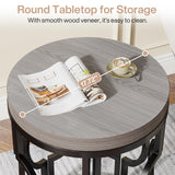 Tribesigns Round End Table, Industrial Side Table with Metal Hollow Frame, Small Bedside Table Nightstand for Living Room, Bedroom, Easy Assembly (Grey,1PC) Tribesigns