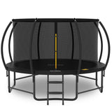 16FT Trampoline with Safety Enclosure, Anti-Rust Coating – ASTM Certified, Heavy-Duty Outdoor Trampoline with Ladder – for Kids & Adults, Black Calmmax