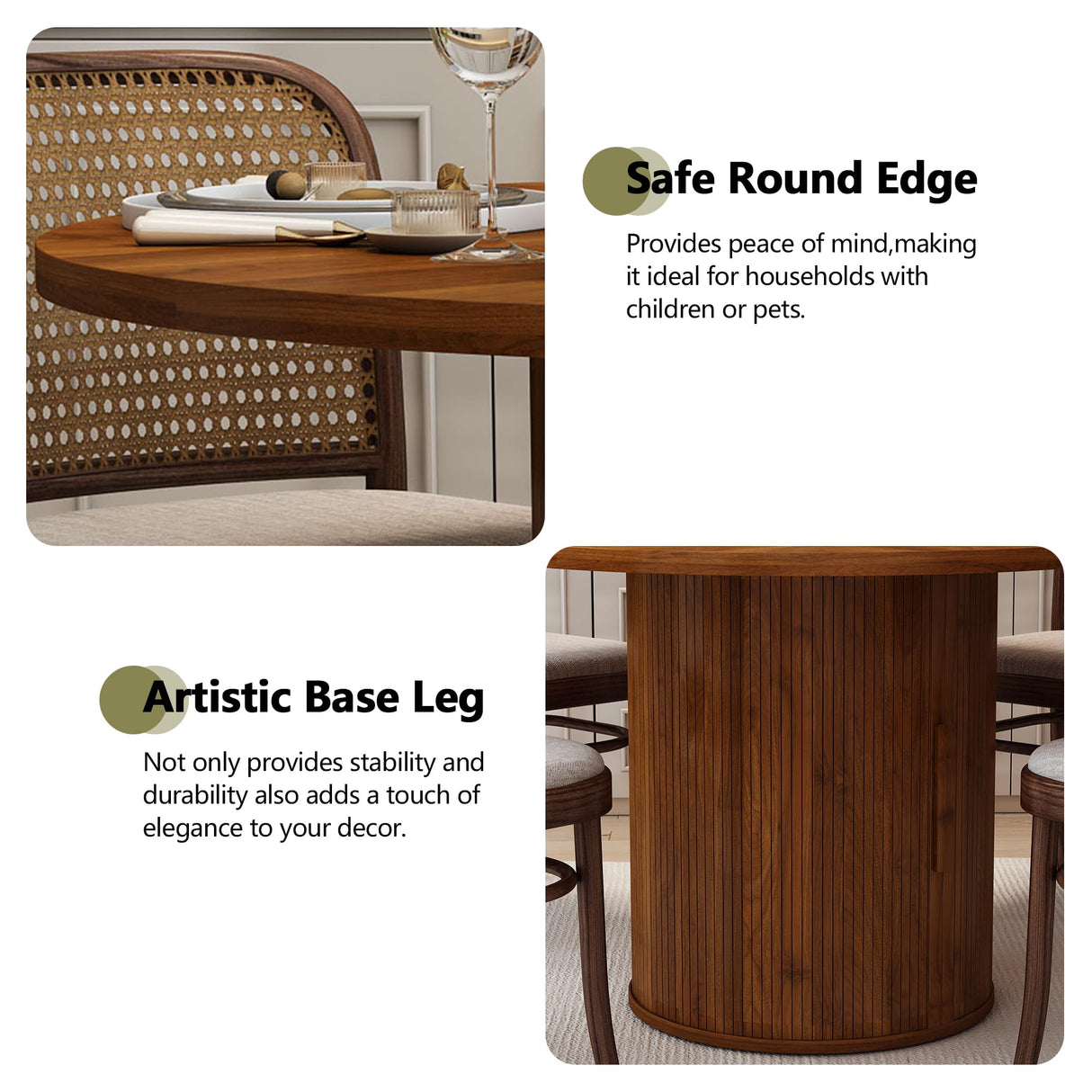 weselon 47 inch Round Dining Table for 4, Kitchen Table Dinner Table with 2-Layer Storage Shelf and Wood Slide Door for Home Dining Room Living Room (Walnut) weselon