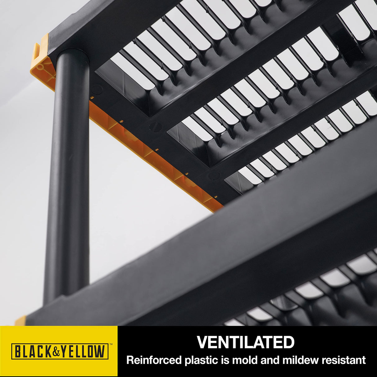 CX Black & Yellow®, Shelving Unit and Heavy Duty Storage Containers, Extremely Durable® (Shelf + 27 Gallon Container (8-Pack) CX