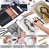 PANDAFLY Drawing Sketching Pencil Set, 42 Pack Pro Art Pencil Kit with Graphite Pencils (14B-4H), Charcoal Pencil, Ideal for Shading, Blending, Drawing Set for Beginners & Pro Artists PANDAFLY