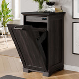 UpWiew Tilt Out Trash Cabinet Wooden, Single Door 10 Gallons, Espresso Finish+Black Top Panel UpWiew