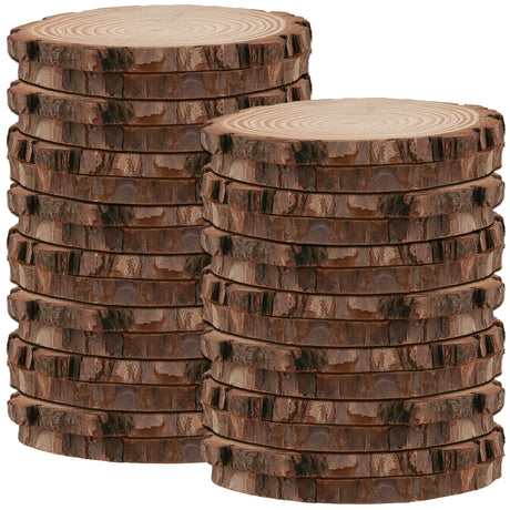 SEHOI 30 PCS 5-5.5 Inch Unfinished Wood Slices, Wooden Discs with Bark, Rustic Wood Slices, Natural Wood Circles for Craft, Holiday Decorations, Wedding Centerpiece SEHOI