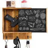 Dononr Hidden Gun Storage, Hidden Gun Safe for Pistols with 3 Metal Hooks, Wooden Picture Frames for Handgun, Hidden Storage Gun Safe Home Furniture, Concealment Furniture Storage, Rustic Brown Dononr