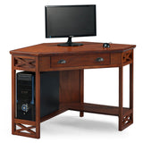 Leick Home 82431 Corner Computer Writing Desk with Drop Front Keyboard Drawer, Oak Leick Home