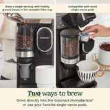 Cuisinart Single Serve Coffee Maker + Coffee Grinder, 48-Ounce Removable Reservoir, Black, DGB-2 Cuisinart