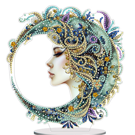 hyzsj DIY Diamond Desktop Ornament, Crystal Diamond Art Painting Tabletop Ornaments Single Sided, Diamond Ornament for Adult Beginner Home Office Decor Crafts Gift（7.9x7.6inch） hyzsj