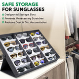 ProSource 18 Slot Sunglasses Organizer Box Stand Display Case/Tray, Fabric Lined & Snap Close ProSource