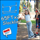 Heroz Obstacle Course for Kids - Ninja Warrior Obstacle Course for Kids Outdoor Play Equipment 65ft Double Slackline, Monkey Bars, Wheel, Climbing Rope - Jungle Gym Ninja Course for Kids Outside HEROZ