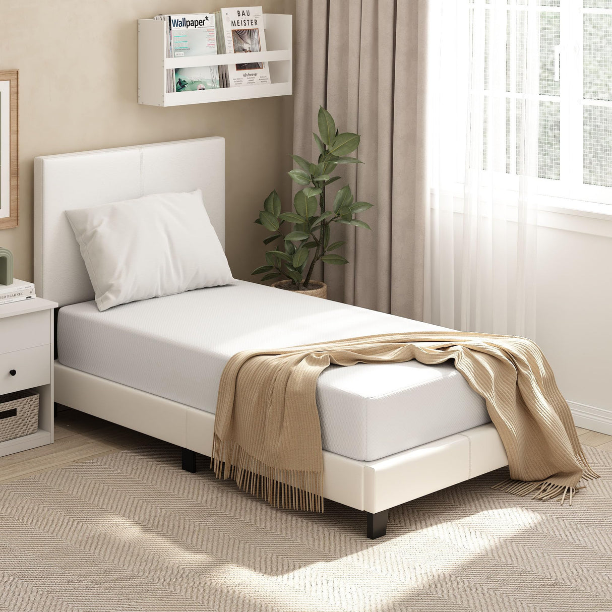 Furinno Tidur Cooling Gel Memory Foam Mattress, 10 Inch, Twin, White Furinno