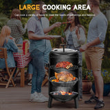 BIG HORN OUTDOORS 16 inch Charcoal Smoker, Vertical BBQ Grill, Heavy Duty 4 In 1 Fire Pit with Built-in Thermometer & Adjustable Vent System for Backyard Patio Camping BIG HORN OUTDOORS