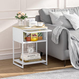 SYKIARIOL White Nightstand, End Table with Cute Storage for Bedroom Furniture,Bed Side Table for Kids Nightstand,Bedside Table for Girls Bedroom Furniture,Living Room,Dorm,White SYKIARIOL