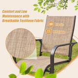 BUPPLEE 7-Piece Outdoor Patio Dining Set - 6 Stackable Texlin Sling Chairs & 63" Steel Table, Weatherproof Low-Maintenance Furniture for Backyard/Balcony/Poolside, Includes 1.57"-1.97" Umbrella Hole BUPPLEE