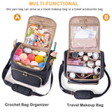 MYBAGZING Crochet Bag Organizer - Quilted Storage Bag with Hanging Hook, Knitting & Yarn Tote for Crochet Accessories, Mother's Day Gift MYBAGZING