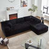 POUUIN 104" L-Shape Modular Sectional Sofa Couch - Comfy Upholstered Cloud Couch for Living Room - Modern Minimalist Couch,Deep Seat,No Assembly Required (Black,Plush Corduroy, Right Facing Chaise) POUUIN