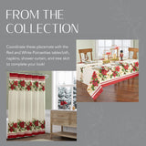 Elrene Home Fashions Red and White Poinsettia Holiday Fabric Placemats, Christmas Mats for Table Decor, 13 Inches x 19 Inches, Set of 4 Elrene
