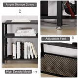 VECELO TV Stand with Mount and Power Outlet, Height Adjustable Entertainment Center with Storage Shelves for 32/55/65/70/75 inches Televisions, Console Table for Living Room, Bedroom, Matte Black VECELO