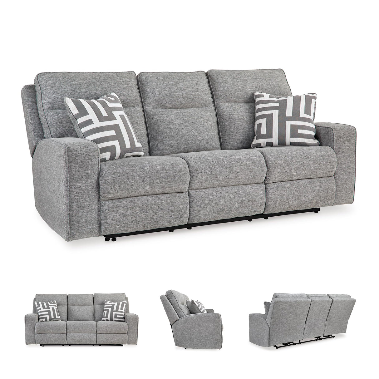 Signature Design by Ashley Biscoe Casual UV Resistant Power Reclining Sofa with Adjustable Headrest and USB Ports, Light Gray Signature Design by Ashley