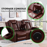SIENWIEY Power Recliner Sofa Set with LED Lights, Leather Reclining Sofa Set for Living Room, Leather Couch Set with USB Charging，Burgundy，Sofa+Loveseat+Chair 3 Pieces SIENWIEY