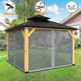 10-ft x 10-ft Gazebo Netting,Gazebo Replacement Mosquito Netting,Universal 4-Panel Mesh Screen Walls with Zippers(Only Netting)-Grey Zupoquk