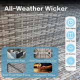 XTWEEX 7-Piece Modular Outdoor Sectional Wicker Patio Conversation Set with Glass-Top Coffee Table, All-Weather Rattan and Cushion Fabric – Gray/Gray XTWEEX