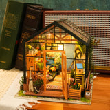 ROBOTIME DIY Dollhouse Wooden Miniature Furniture Kit Mini Green House with LED Best Birthday Gifts ROBOTIME
