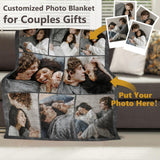 ICELIETE Ships Next Day, Custom Blanket with Picture Text Customized Fleece Photo Blanket for Couples Gifts Personalized Blankets and Throws Christmas Birthday Gifts for Boyfriend Girlfriend ICELIETE