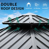 YITAHOME 10x10ft Gazebo Hardtop with Nettings and Curtains, Heavy Duty Double Roof Galvanized Steel Outdoor Combined of Vertical Stripes Roof for Patio, Backyard, Deck, Lawns, Gray YITAHOME