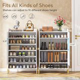Tribesigns Shoe Cabinet Storage Entryway: Slim 6-Tier Shoe Organizer Cabinet with Adjustable Shelves, Freestanding Wood Shoe Rack with Doors for Entryway, Hallway, Living Room - White Tribesigns