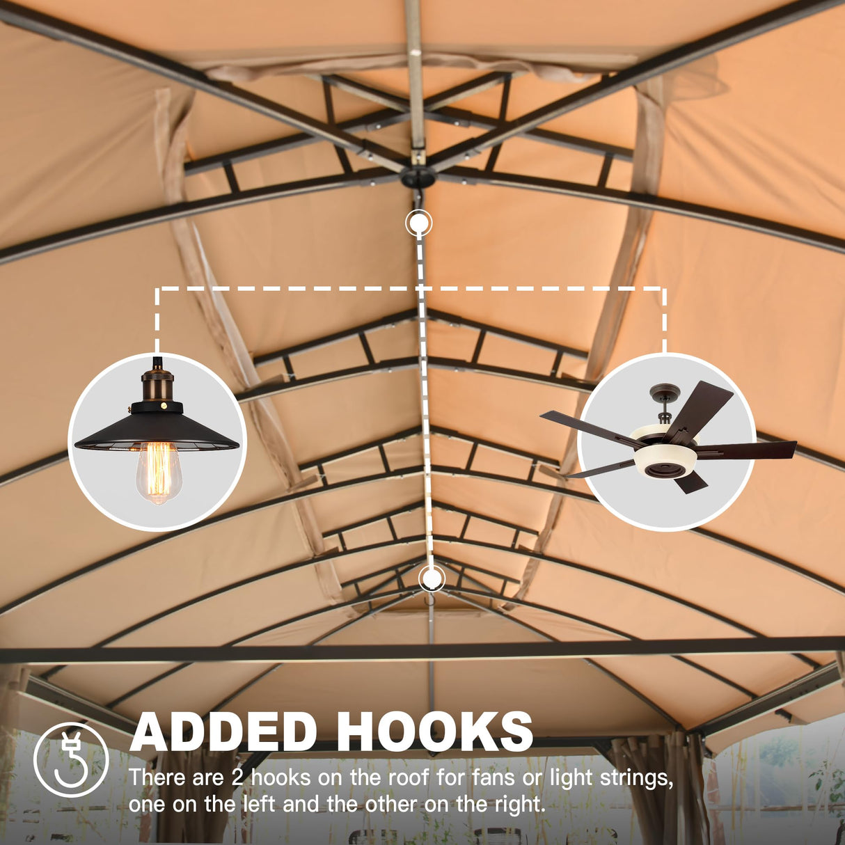 Domi Gazebo 10x20FT, Outdoor Gazebo with Double Roofs, Privacy Curtains, Mosquito Nettings, Heavy Duty Metal Frame Party Tent Canopy for Patio, Backyard, Deck, Lawn, Brown domi outdoor living