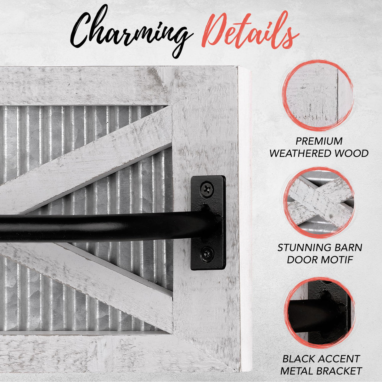 Autumn Alley Farmhouse Rustic Towel Rack Holder - Wood Towel Rack - Farmhouse Towel Holder for Rustic Bathroom and Farmhouse Kitchen Style Décor - 24" Wall Mounted, Rustic White Autumn Alley