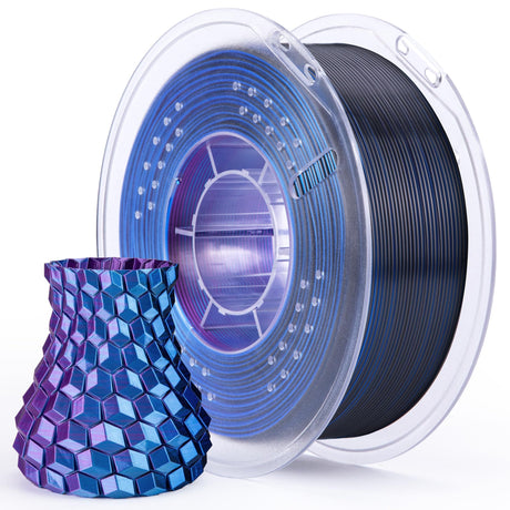 ELEGOO Silk PLA Filament Triple Colors Blue Purple Black, Shiny Tri-Color 3D Printer Filament 1.75mm Dimensional Accuracy +/- 0.05mm, 1kg Spool(2.2lbs) for Most FDM 3D Printers ELEGOO
