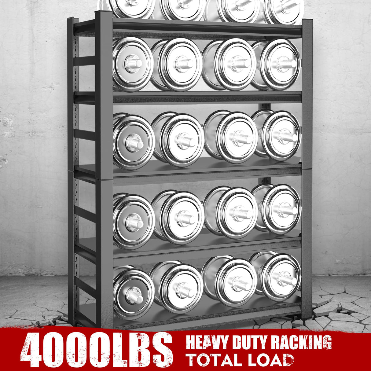 Garage Shelving Unit and Storage-Easy Assembly Metal Shelves 5-Tier Rack|Heavy-Duty Adjustable Shelf|Steel Rust-Resistant Shelves for Industrial,Warehouse,Basement,Workshop|72" Hx48 Wx24 D Metallitrend