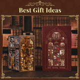 MiniCity Book Nook Kit, DIY Miniature Dollhouse Booknook Kit, 3D Wooden Puzzle Bookend Bookshelf Insert Decor with LED Light for Teens and Adults (Abbey Library) MiniCity