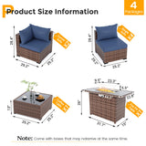 UDPATIO Outdoor Patio Furniture Set with Fire Pit Table, 8 Piece Outdoor Sectional Sofas, All-Weather Wicker Patio Conversation Set for Garden, Backyard Navy Blue UDPATIO